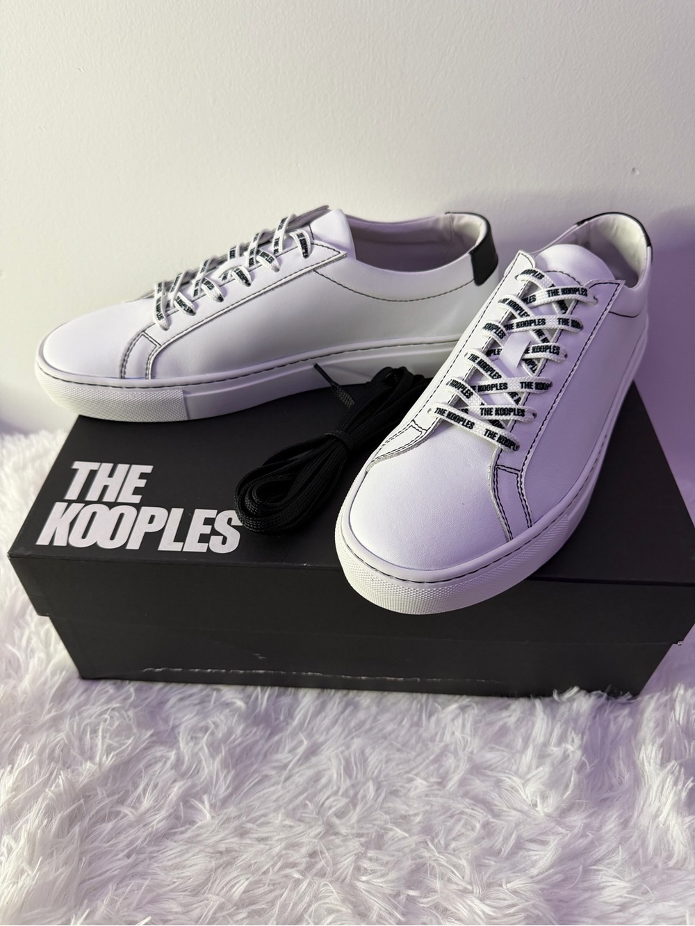 The Kooples White Sneakers with Black Accents